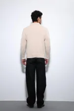 Pull basique pour homme Antioch beige à col polo