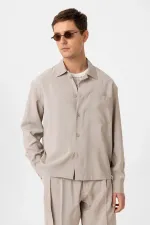 Antioch Bej Relax Fit Modal Kumaş Erkek Gömlek
