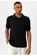 Antioch Siyah Slim Fit Polo Yaka Erkek T-Shirt