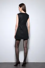 Robe courte noire Antioch à décolleté plongeant