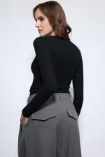 T-shirt basique noir à manches longues Antioch