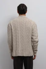 Gilet pour homme Antioch écru à tresse texturée