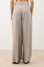Antioch Beige Pleated Palazzo Women's Trousers