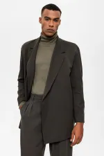 Antioch Khaki Double-Breasted Men's Blazer Jacket with Concealed Pockets