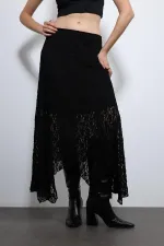 Jupe midi en dentelle noire Antioch