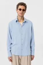 Antioch Bebe Blue Relax Fit Lyocell Fabric Men's Shirt