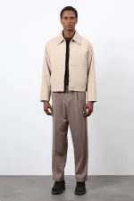 Antioch Bej Regular Fit Dokulu Erkek Mont