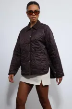 Antioch Kahve Kontrast Yaka Desenli Mont