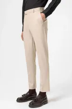 Antioch Beige Classic High-Waisted Men's Trousers
