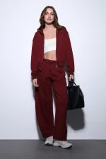 Pantalon de survêtement Antioch Burgundy Basic à jambes droites pour femmes
