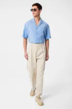 Antioch Blue Apache Collar Modal Fabric Men's Shirt