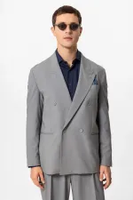 Antioch Grey Single Button Double-Breasted Men's Blazer Jacket