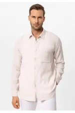 Antioch Ecru Muslin Fabric Long-Sleeve Men's Shirt