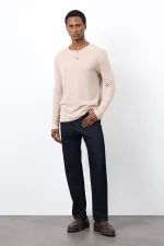 Antioch Bej Fitilli Düğmeli Yaka T-Shirt