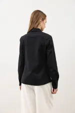 Antioch Siyah Basic Slim Fit Kadın Gömlek
