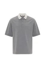 T-shirt homme Antioch gris à col contrastant et texture interlock