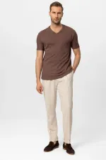 Antioch Açık Kahve V Yaka Basic Erkek T-Shirt