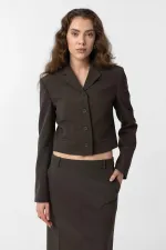 Antioch Khaki Crop Women's Blazer Jacket