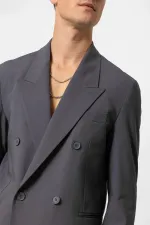 Antioch Anthracite Single Button Double-Breasted Men's Blazer Jacket