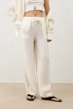 Antioch Ekru Ayarlanabilir Paça Dökümlü Kadın Pantolon