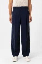 Pantalon homme Antioch Navy en modal, coupe décontractée et ceinture