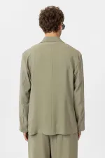 Antioch Haki Relax Fit Diagonel İnce Erkek Blazer Ceket