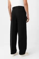 Pantalon plissé Antioch noir taille haute coupe décontractée pour homme