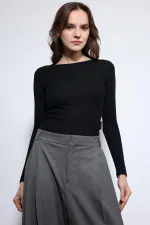 T-shirt basique noir à manches longues Antioch