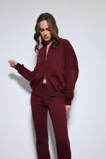Antioch Burgundy Bomber Jacket and Flare Pants Set