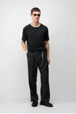 T-shirt homme Antioch noir à col boutonné