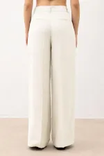 Antioch Ecru Pleated Palazzo Women's Trousers