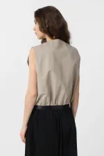 Antioch Bej Oversize Kadın Yelek