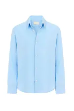 Antioch Blue Relax Fit Linen Blend Men's Shirt