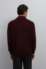 Pull en maille zippé Antioch bordeaux pour homme