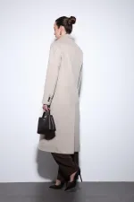 Antioch Bej Yün Karışımlı Kruvaze Kadın Kaban