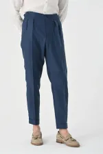 Antioch Indigo High-Waisted Pleated Linen Men's Trousers