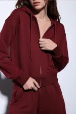 Antioch Bordo Kapüşonlu Kadın Sweatshirt