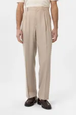 Antioch Beige Linen Blend Men's Baggy Pants