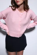 Antioch Pudra Yırtmaçlı Örgü Triko Kadın Kazak