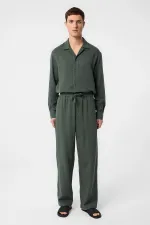 Chemise texturée kaki Antioch pour homme