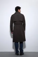 Trench-coat croisé marron foncé Antioch avec ceinture