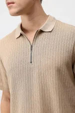 T-shirt homme Antioch beige à col polo texturé