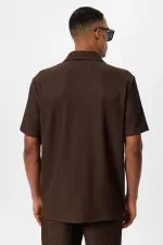 Chemise à manches courtes côtelée Antioch Coffee pour homme