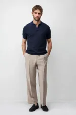 Antioch Lacivert Premium Dokulu Erkek Triko T-Shirt