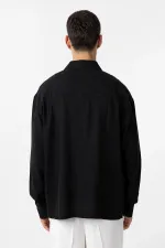 Antioch Black Linen Blend Relax Fit Men's Shirt
