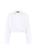 Antioch White Crop Poplin Women's Shirt