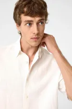 Chemise homme Antioch blanche 100 % lin coupe décontractée