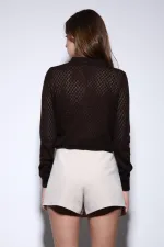 Pull en maille à col polo Antioch Coffee pour femme