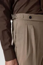 Antioch Mink High-Waisted Striped Double-Leg Men's Trousers