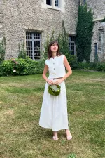 Antioch Beyaz Keten Karışımlı Kadın Yelek